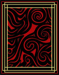 Crimson Swirls Black Abstract Rug