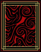 Crimson Swirls Black Abstract Rug