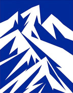 Bold Blue Abstract Mountain Peaks Rug