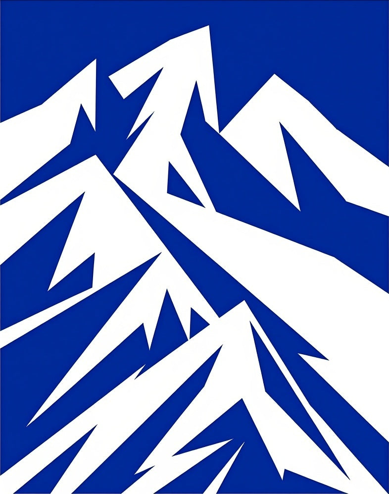 Bold Blue Abstract Mountain Peaks Rug