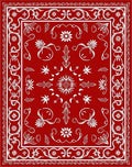 Classic Red Floral Swirl Medallion Rug