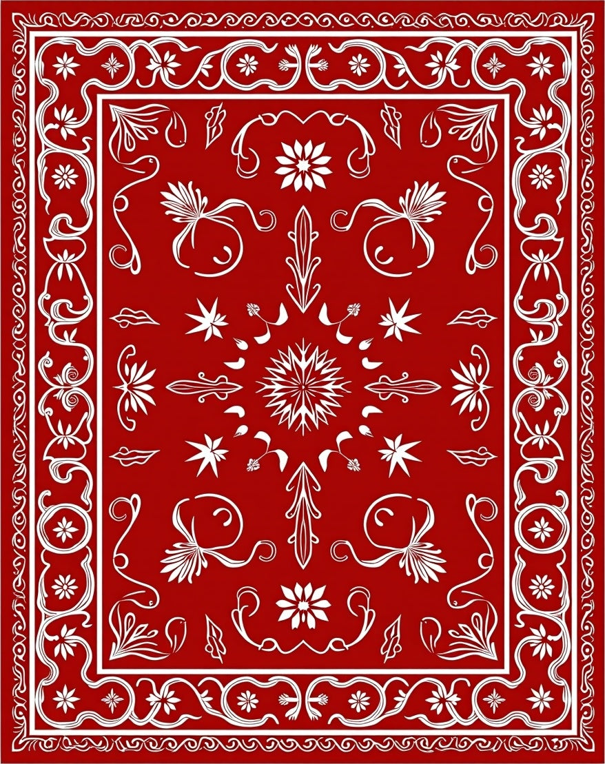 Classic Red Floral Swirl Medallion Rug