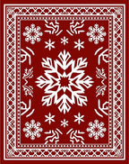Crimson Winter Snowflake Medallion Rug
