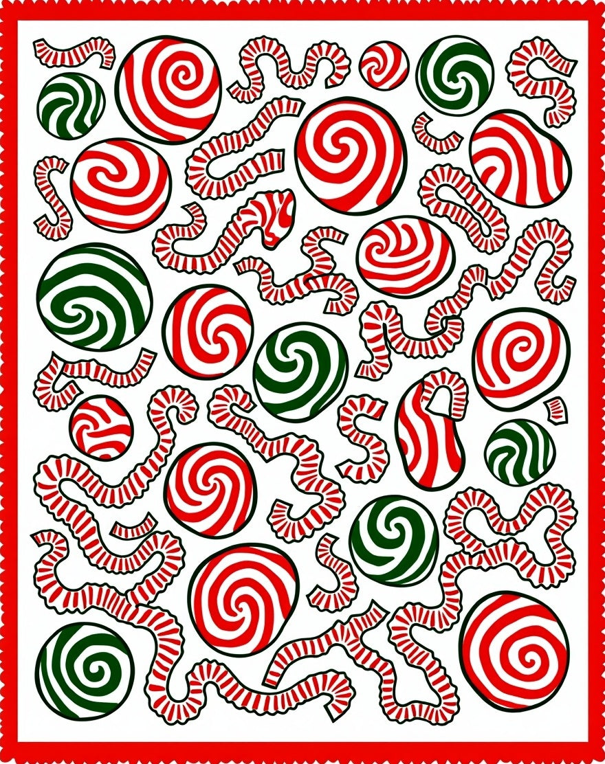 Red Green Swirl Candy Celebration Rug