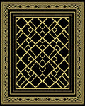 Black and Gold Geometric Interlocking Lattice Rug