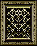 Black and Gold Geometric Interlocking Lattice Rug