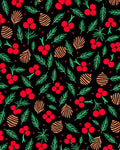 Festive Red Berry Pinecone Foliage Rug