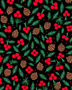 Festive Red Berry Pinecone Foliage Rug
