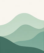 Layered Green Abstract Waves Rug