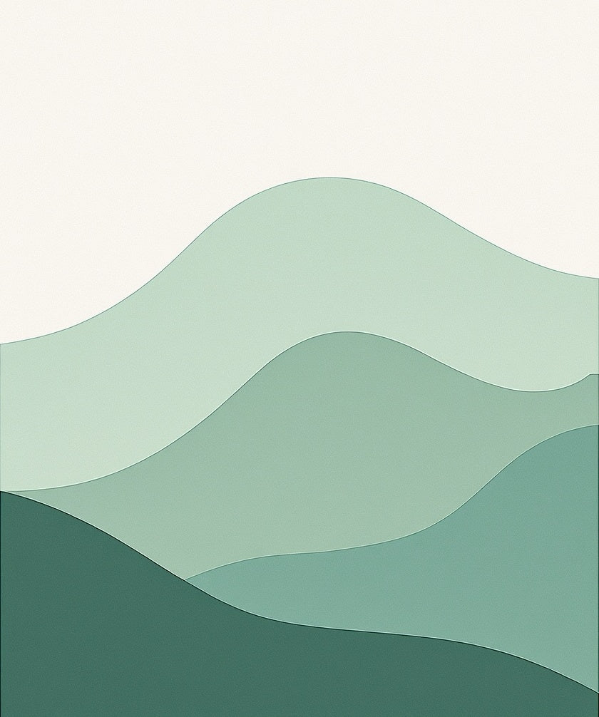 Layered Green Abstract Waves Rug
