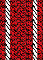 Bold Red Black Interlocking Bands Rug