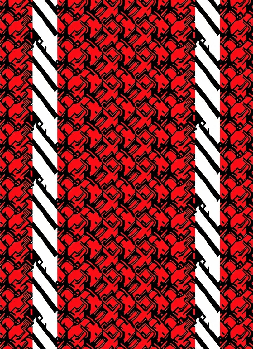 Bold Red Black Interlocking Bands Rug