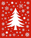 Red White Christmas Tree Snowflakes Rug
