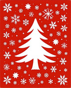 Red White Christmas Tree Snowflakes Rug
