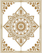 Golden Brown Medallion Floral Border Rug