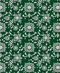 White Floral Snowflakes On Deep Green Rug