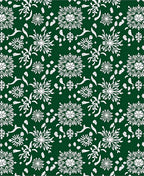 White Floral Snowflakes On Deep Green Rug