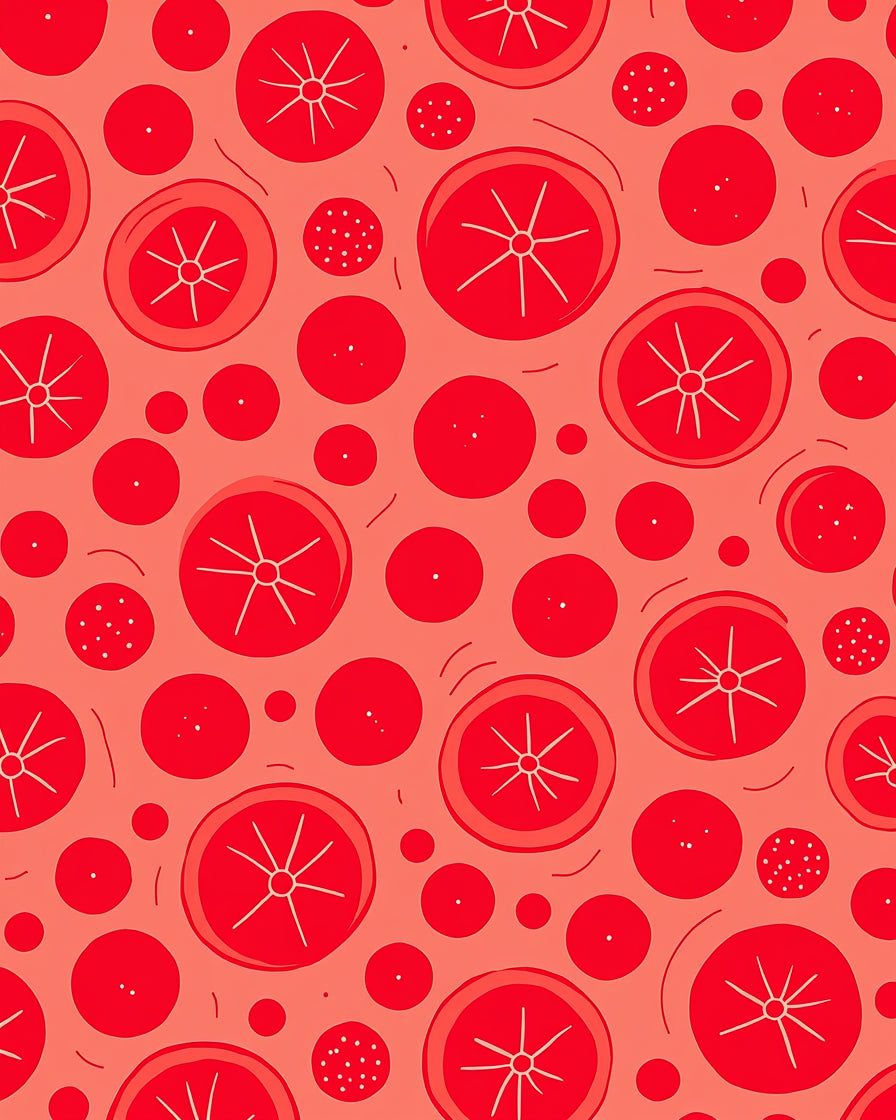 Red Citrus Slice Medley Rug
