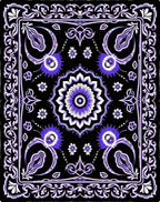 Luminous Black Purple Floral Medallion Rug
