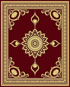 Rich Burgundy Gold Floral Medallion Rug