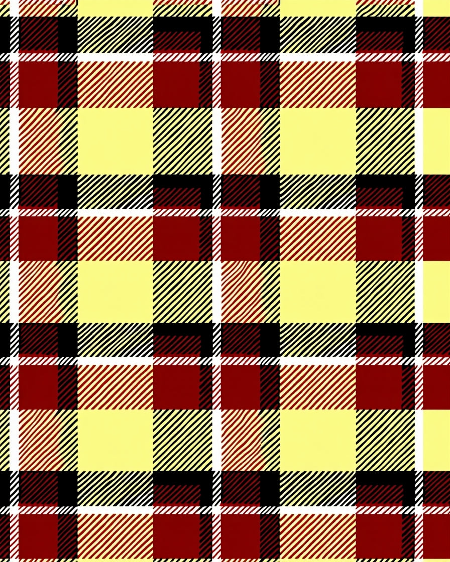 Crimson Yellow Black Plaid Checked Rug