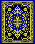 Vibrant Blue Yellow Intricate Medallion Rug