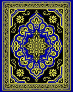 Vibrant Blue Yellow Intricate Medallion Rug