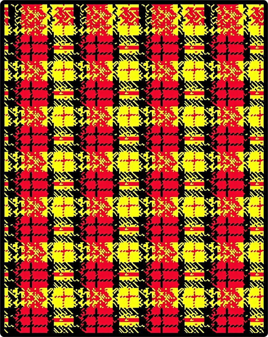 Red Yellow Black Plaid Lines Rug