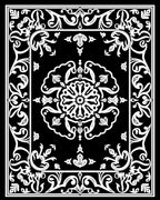 Classic Black White Floral Mandala Rug