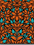 Bold Orange Teal Leafy Vine Rug