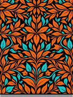 Bold Orange Teal Leafy Vine Rug