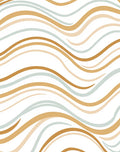 Warm Beige Coastal Wave Lines Rug