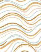 Warm Beige Coastal Wave Lines Rug