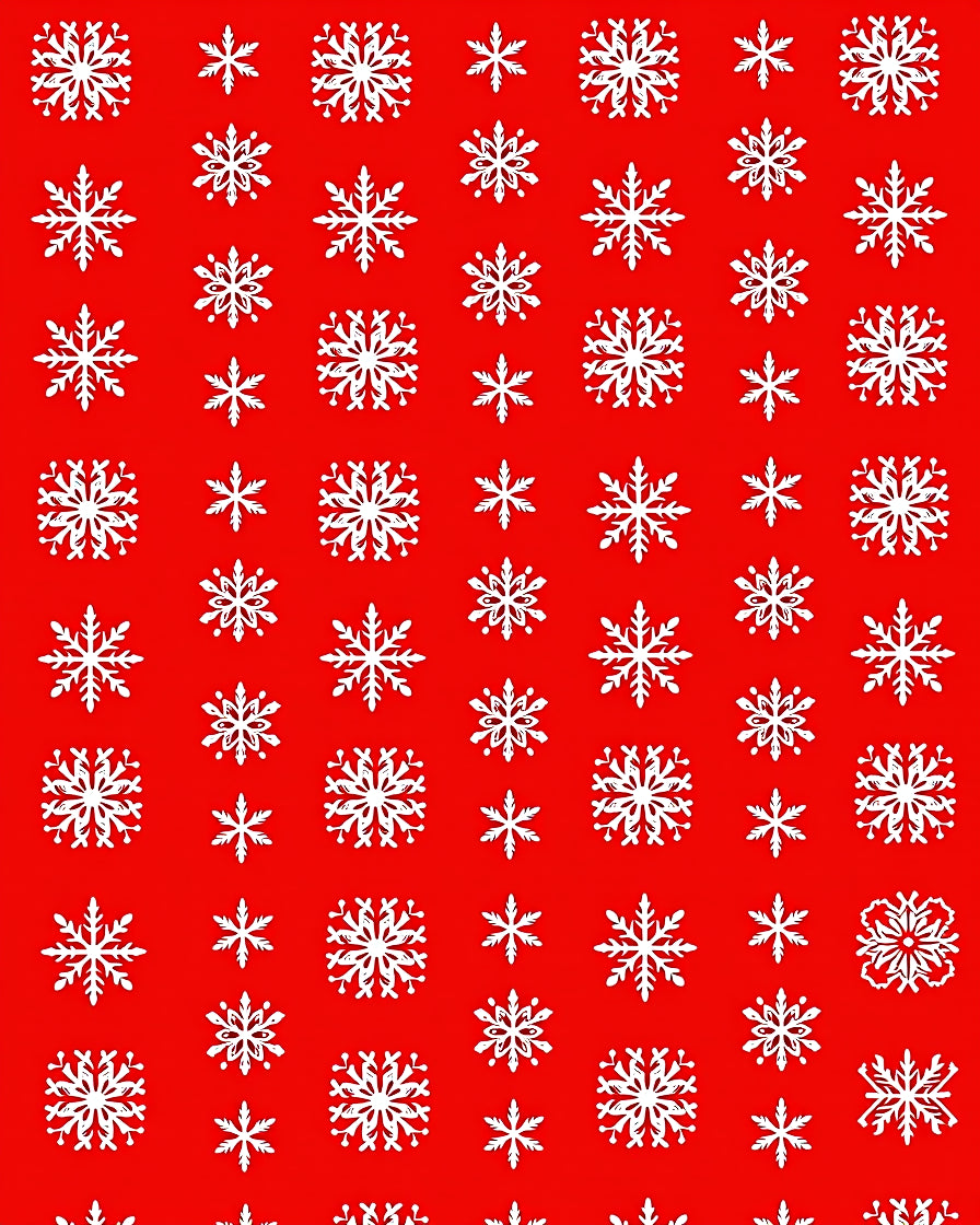 White Snowflake Scatter Red Rug