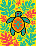 Vibrant Yellow Turtle Floral Art Rug
