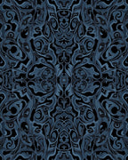 Deep Blue Abstract Paisley Swirl Rug