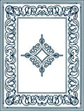 Dark Blue Ornate Quatrefoil Frame Rug