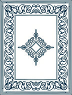 Dark Blue Ornate Quatrefoil Frame Rug