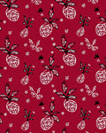 Crimson Red Hand Drawn Fruit Garden Rug
