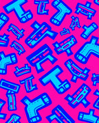 Retro Blue Pink T Shape Jam Rug