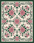 Vintage Pink Green Floral Medallion Rug