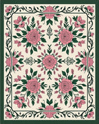 Vintage Pink Green Floral Medallion Rug