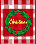 Red Gingham Christmas Wreath Rug