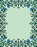Elegant Blue Floral Border Art Rug