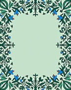 Elegant Blue Floral Border Art Rug