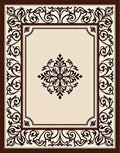 Cream and Brown Floral Medallion Border Rug