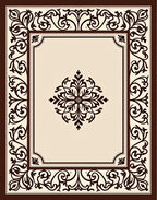 Cream and Brown Floral Medallion Border Rug