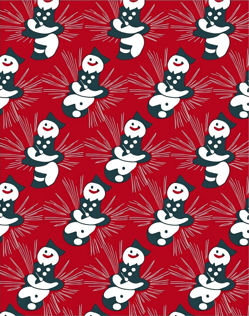 Whimsical Snowman Red Burst Rug