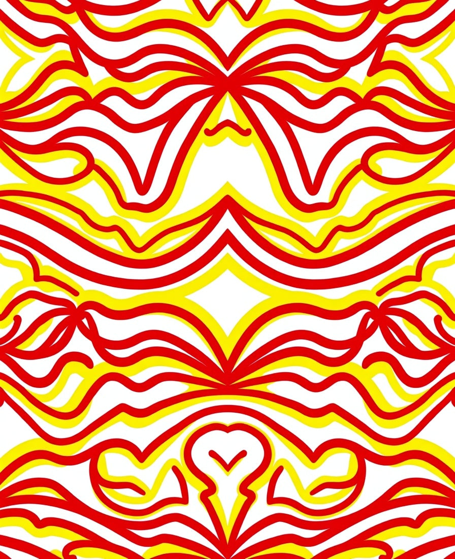 Crimson Yellow Organic Swirls Rug