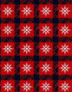 Red White Buffalo Plaid Snowflakes Rug